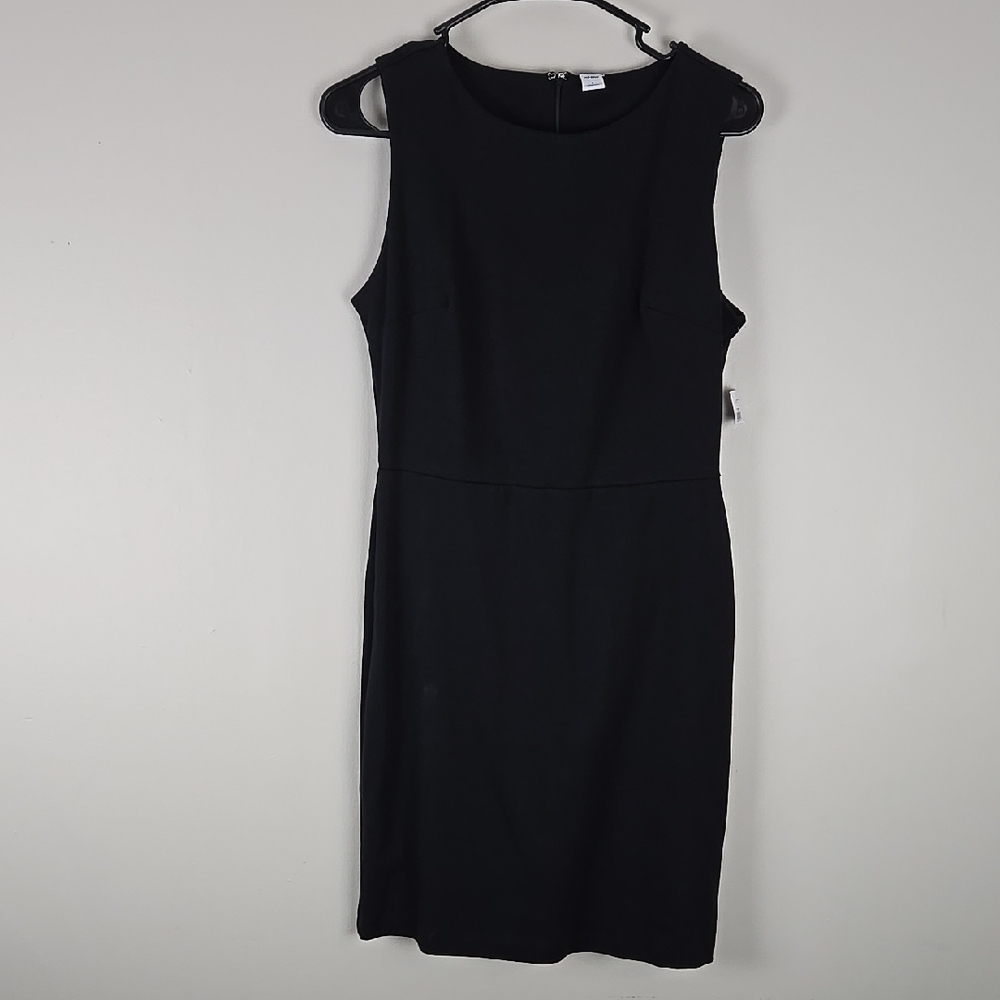 Old Navy Womens Black Sleeveless Sheath Dress Size S Stretch Cotton Knit LBD